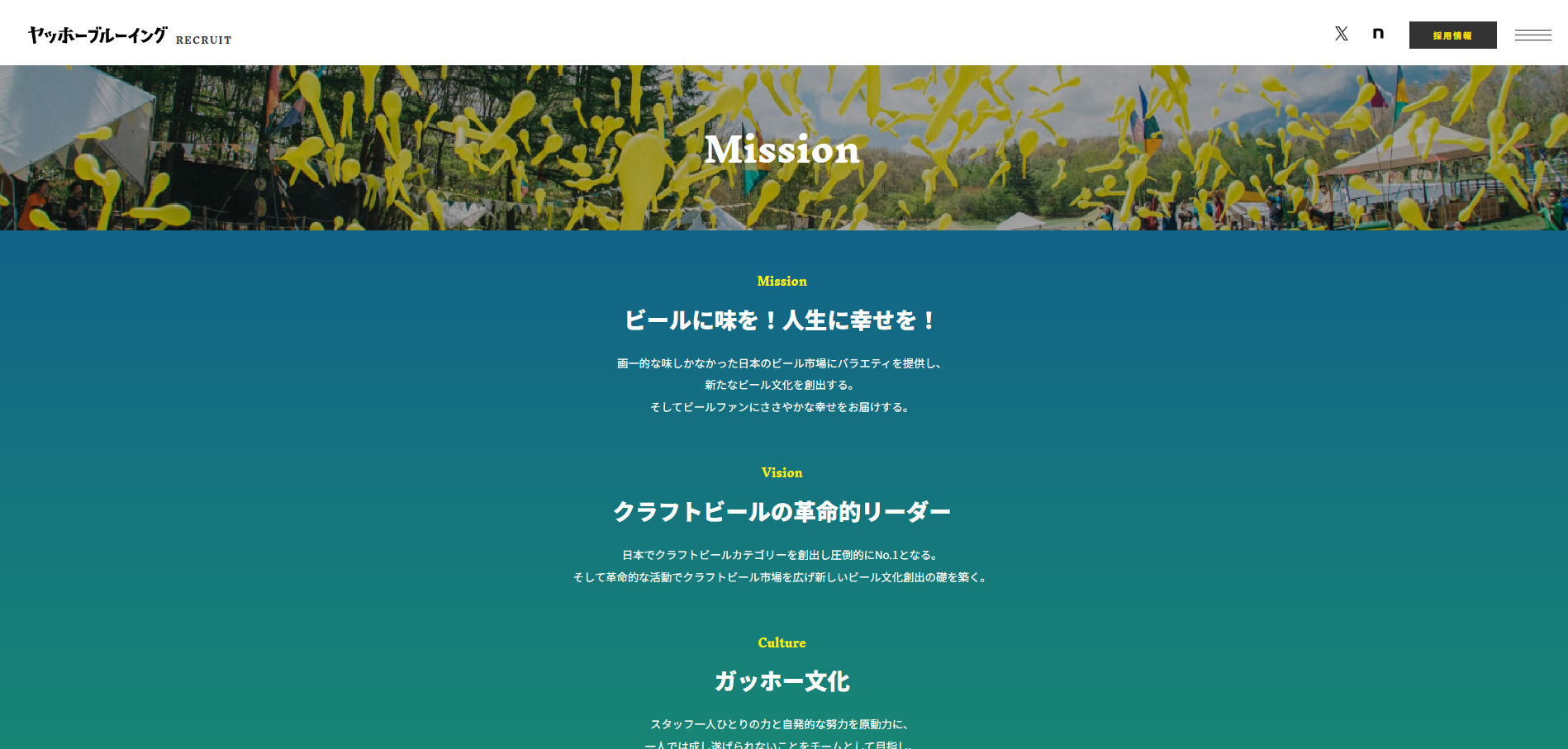 ヤッホーブルーイング公式サイトより「ビールに味を！人生に幸せを！」