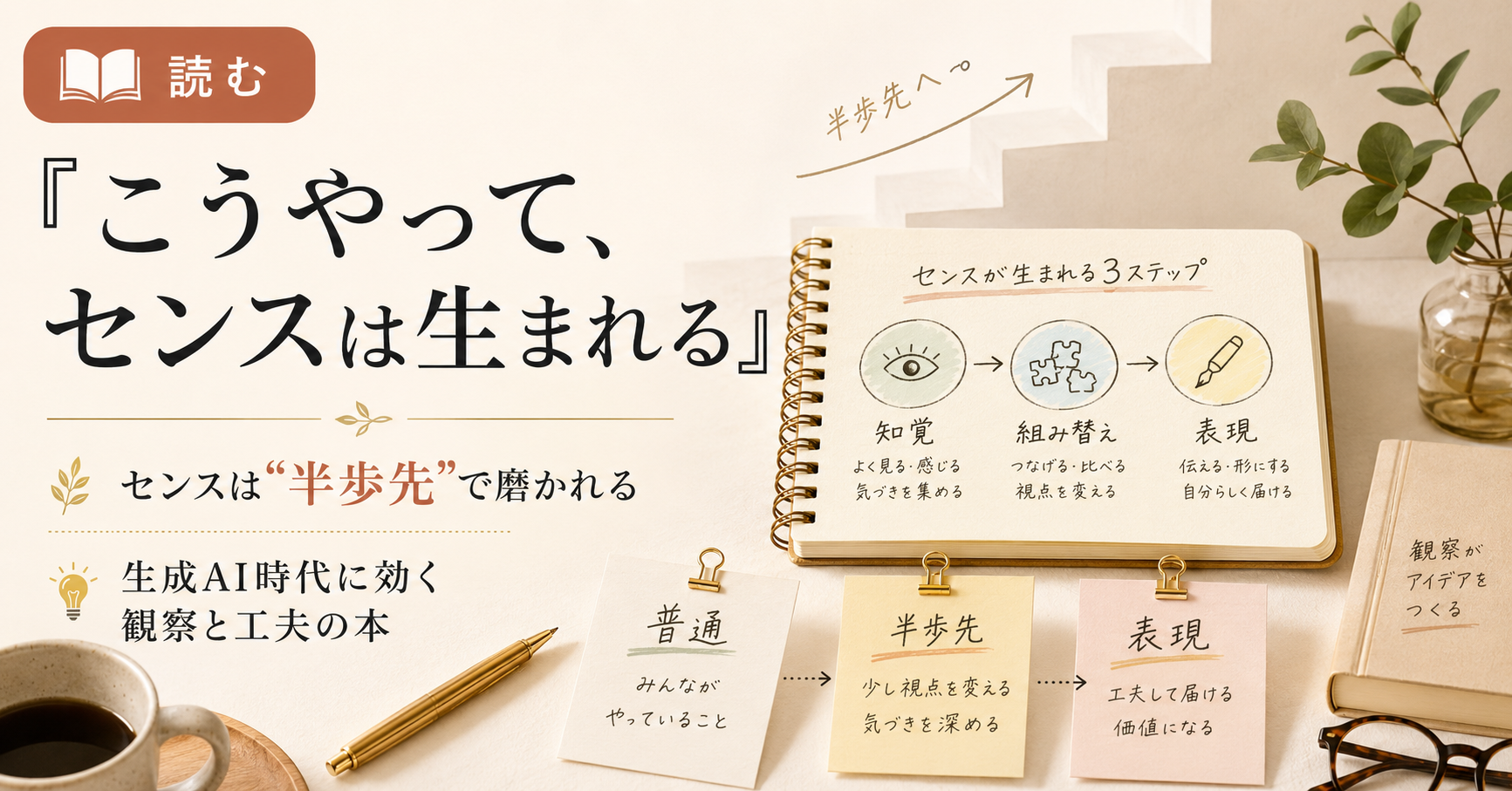 『こうやって、センスは生まれる』を読んで、AI時代の「半歩先」の作り方を考えた【書評】